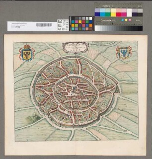 Aqvisgranvm. Gallis Aix La Chapelle. Germanis et Belgis Aken, [aus: Joan Blaeu, Novum ac magnum theatrum urbium Belgicae Regiae, ad praesentis temporis faciem expressum, Amsterdam]