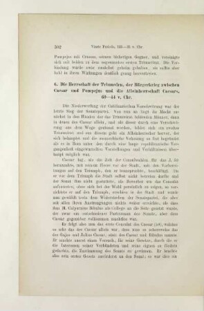 6. Die Herrschaft der Triumvirn, der Bürgerkrieg zwischen Caesar und Pompejus und die Alleinherrschaft Caesars, 60 - 44 v. Chr.