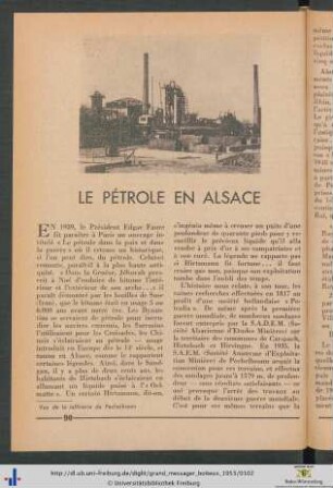 Le Pétrole en Alsace.
