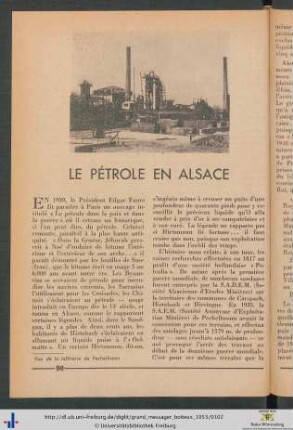 Le Pétrole en Alsace.
