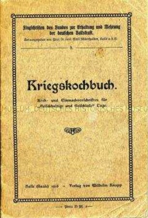 Heft mit Kochrezepten unter Kriegsbedingungen