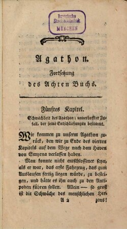 Agathon, Dritter Theil