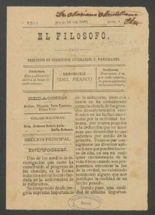 1893,1,4: año 1, núm. 4 (julio 10 de 1893)
