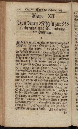 Cap. XII. Von den Mitteln zur Beforderung und Vollendung der Heiligung.