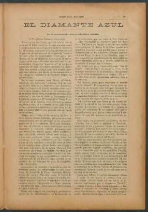 El diamante azul - (De la correspondencia íntima de "Sherlock Holmes"