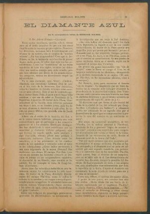 El diamante azul - (De la correspondencia íntima de "Sherlock Holmes"