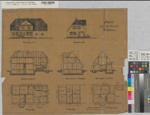 Wocklum (Balve) Forsthaus Ansichten, Schnitte, Grundrisse 1920 1 : 100 53 x 65 Zeichnung Landsberg-Velensches Bauamt Landsberg-Velen