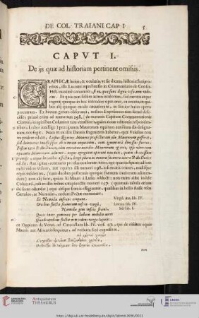 Caput I. De iis quae historiam pertinent omissis