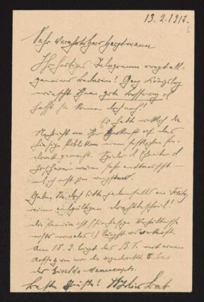 Brief von Julius Bab an Gerhart Hauptmann