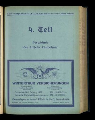 Verzeichnis der Kasseler Einwohner