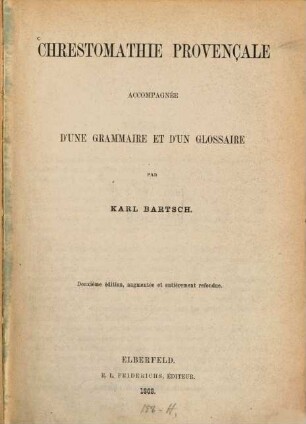 Chrestomathie provençale : accompagnée d'une grammaire et d'un glossaire