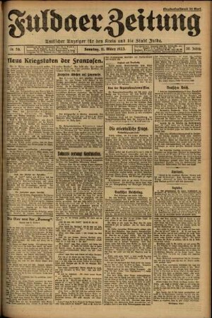 Erste Ausgabe vom Sonntag, den 11. März 1923.