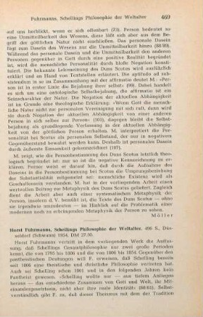 469-471 [Rezension] Fuhrmans, Horst, Schellings Philosophie der Weltalter