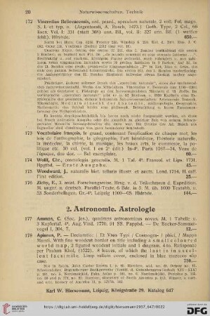 2. Astronomie. Astrologie (Nr. 177 - 363)
