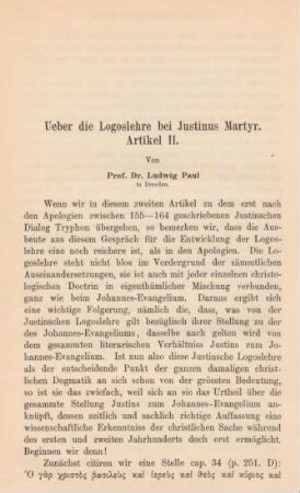550-578 Ueber die Logoslehre bei Justinus Martyr : Artikel II
