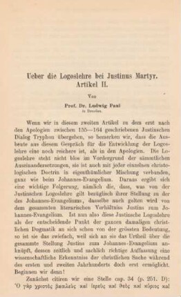 550-578 Ueber die Logoslehre bei Justinus Martyr : Artikel II