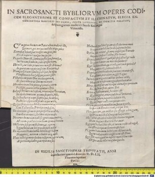 In sacrosancti bybliorum operis codicem elegantissime et compactum et illuminatum, Elegia encomiastica