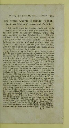 Die freien Staedte Hamburg, Frankfurt am Main, Bremen und Luebeck