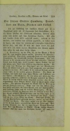 Die freien Staedte Hamburg, Frankfurt am Main, Bremen und Luebeck