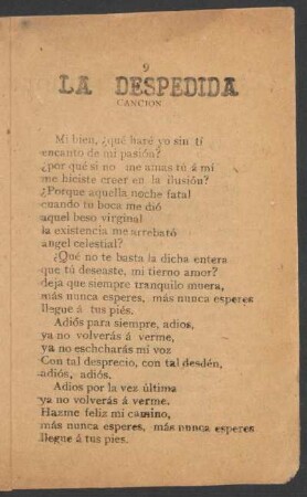 La Despedida. : Canción