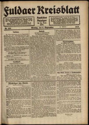 Ausgabe vom Montag, den 08. September 1919.