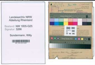 Entnazifizierung Willy Sondermann , geb. 18.05.1911 (Kaufmann)
