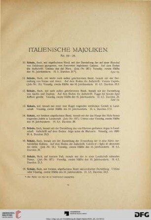 Italienische Majoliken (Nr. 10-34)