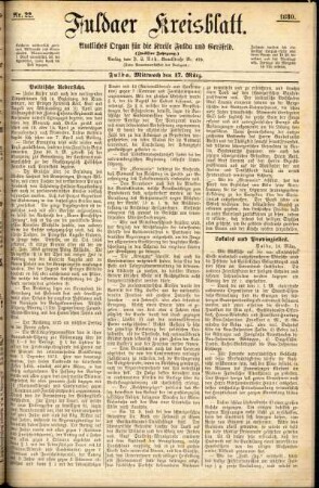 Erste Ausgabe vom Mittwoch, den 17. März 1880.
