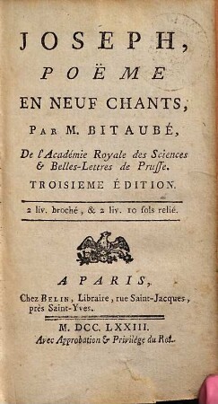Joseph : Poème en neuf chants