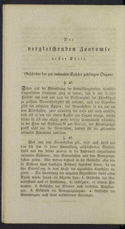 Geschichte der zur animalen Sphäre gehörigen Organe.