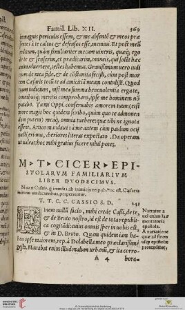 M T Ciceronis Epistolarum Familiarium Liber Duodecimus