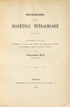 Recherches sur le diacétyle tétrachloré