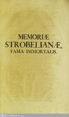 Memoriae strobelianae, fama immortalis