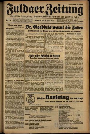 Ausgabe vom Mittwoch, den 22. Juni 1938.