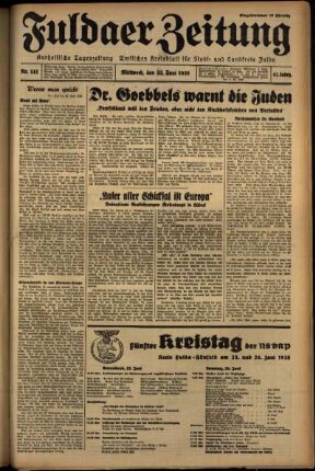 Ausgabe vom Mittwoch, den 22. Juni 1938.