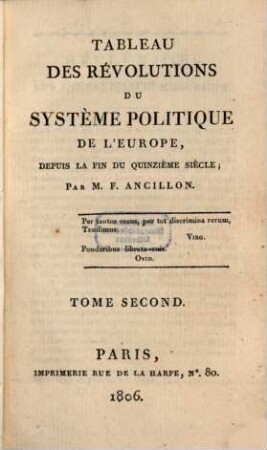 Tableau des révolutions du système politique de l'Europe : depuis la fin du quinzième siècle, 2