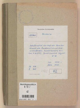 Chef der Berliner Gruppe des Bundesamtes und stellvertretender Bundeskanzler, ab 1. Okt. 1930 Bundeskanzler, Siegfried Wagner: Bd. 7