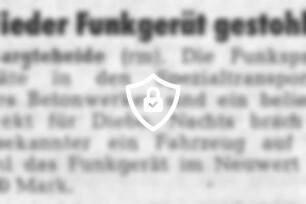 Wieder Funkgerät gestohlen