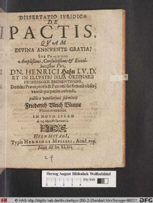 Dissertatio Iuridica De Pactis
