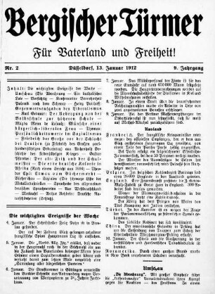 Bergischer Türmer. 1905-1912