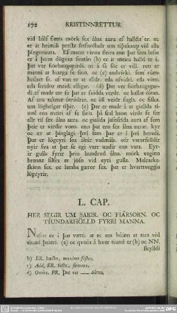 L. Cap. Her Segir Um Sakir. Oc Fiarsokn. Oc Tiundarhölld Fyrri Manna