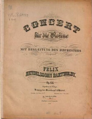 Concert für die Violine mit Begleitung des Orchesters : op. 64