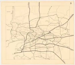 Bebauungsplan Prag und Umgebung Wettbewerbsplan 1921: Übersichtsplan Verkehrsverbindungen 1:25000