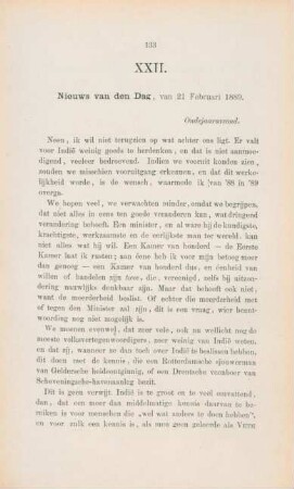 XXII. Nieuws van den dag, van 21 Februari 1889