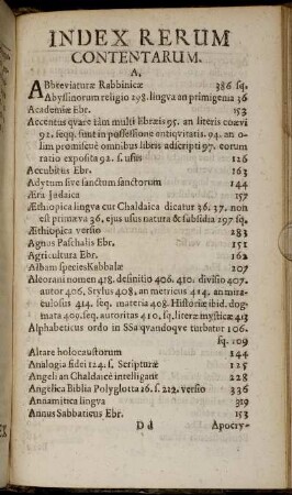 Index Rerum Contentarum