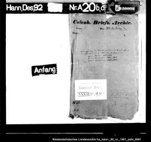Privatschreiben des Bundestagsgesandten Detlev von Hammerstein und Karl Friedrich von Stralenheim an Graf von Münster