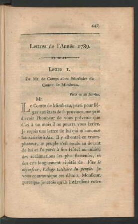 Lettres de l'Année 1789