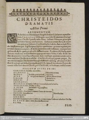 Christeidos Dramatis Actus Primi Argumentum
