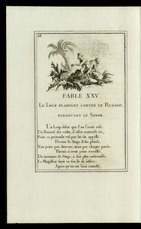 Fable XXV. Le Loup Plaidant Contre Le Renard, Pardevant Le Singe.