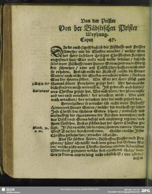Von der Bäbstischen Prister Weyhung. Caput 47.
